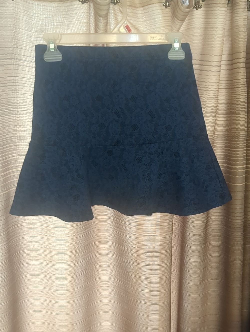 Forever 21 Blue Lace Print Flounce Mini Skirt